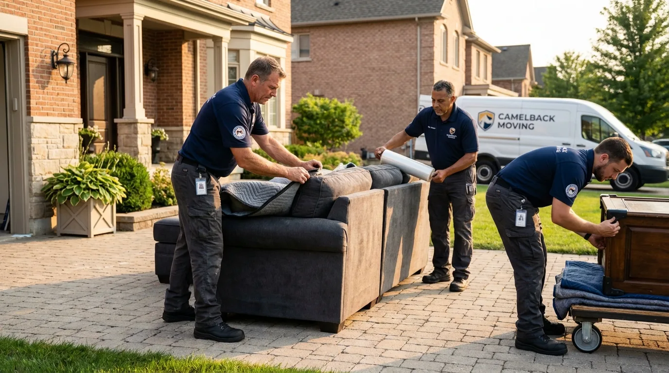 Large estate moving crew wrapping furniture in Ware, MA
