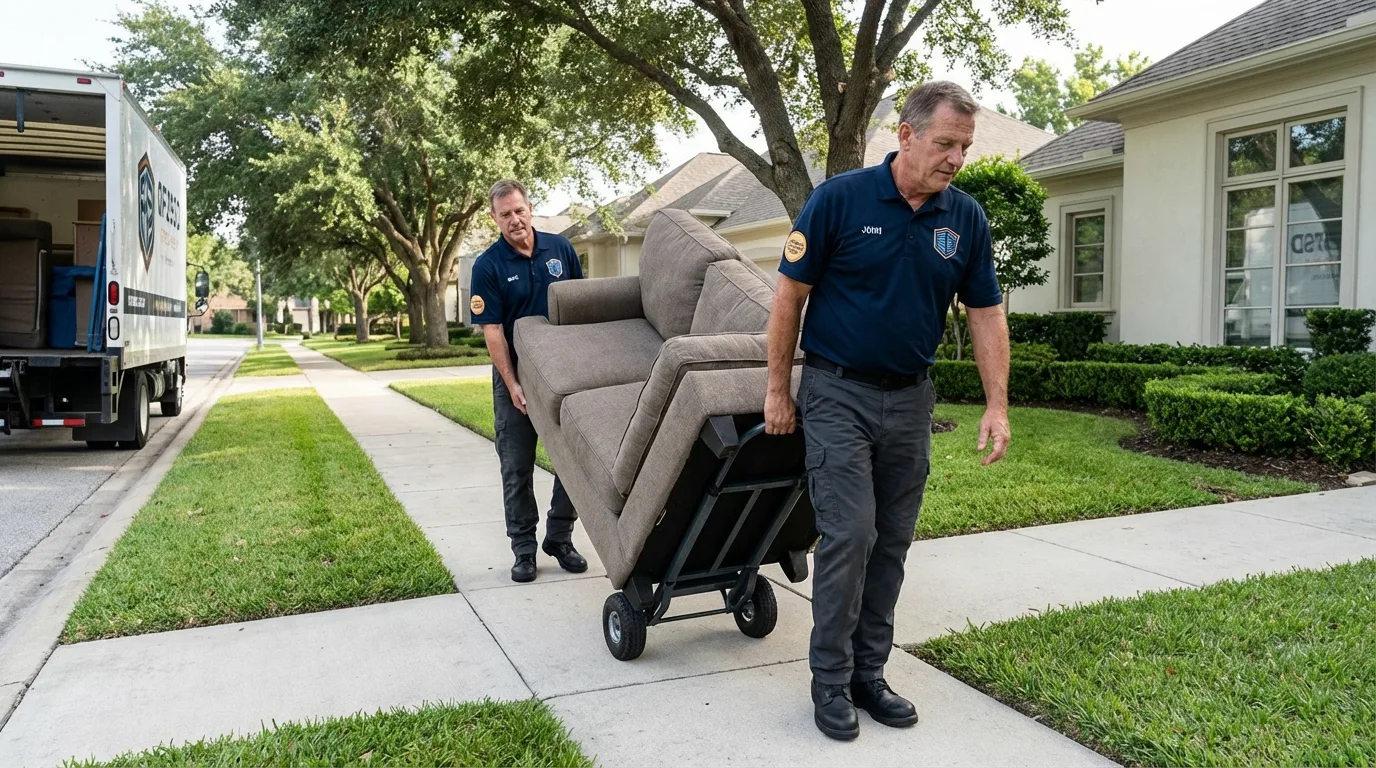 Local residential moving crew loading furniture in Ware, MA